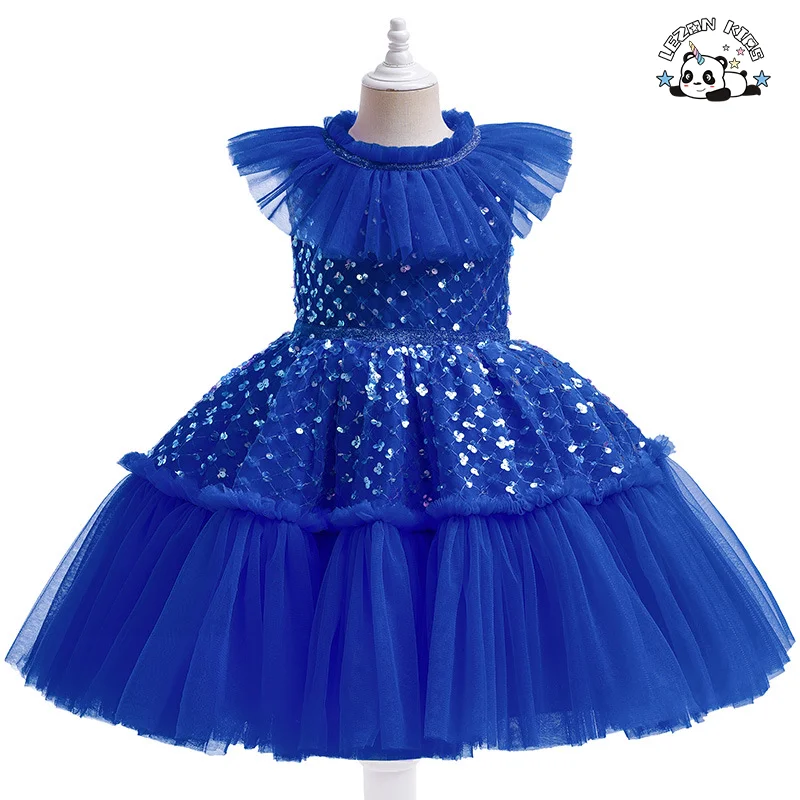 LEZONKIDS - 2023 New Children's Dress Sequin Mesh Gauze Layered Girl Princess Ball Gown Dress For Girls